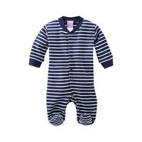 Baby-Schlafanzug mit Füßen von Living Crafts, blau-weiß gestreift, 62