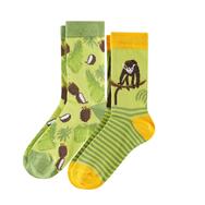 Baumwoll-Socken von Living Crafts, 2er-Pack, Affe-Kokosnuss, 27/30