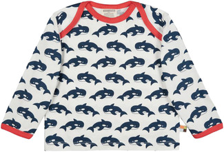 Shirt, langarm, mit Allover-Druck Wale, natur-ultramarin, 74/80