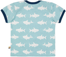 T-Shirt mit Allover-Druck Hai, lagoon, Gr. 98/104