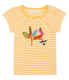 GADA Baby Shirt von Sense Organics, Vögel, gelbgestreift, Gr. 50/56 (0-3 mon)