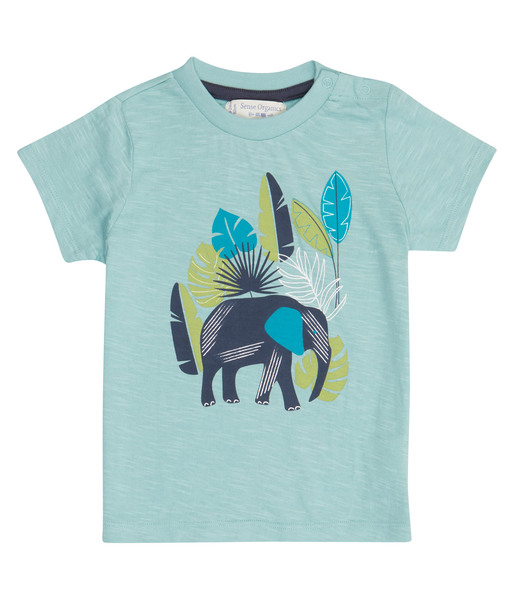 IBON Baby-Shirt, Elefant, hellpetrol mit Print, Gr. 50/56 (0-3 Mon)