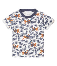 ODO Baby-T-Shirt von Sense Organics, weiß mit allover Print Tiger im Dschungel, Gr. 50/56 (0-3 Mon)