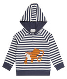 MAURO, Sweater mit Kapuze von Sense Organics, Tiger-Stickerei navy-weiß gestreift, Gr. 128 (7-8 J)