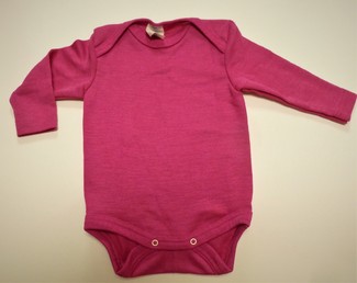 Baby-Body 1/1 Arm aus Wolle-Seide  - von „Cosilana“,  pink, 62/68