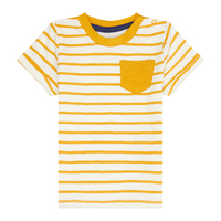 ODO Baby-T-Shirt von Sense Organics, curry-weiß gestreift, Gr. 92 (18-24 Mon)