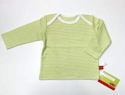 Baby-Shirt apfelgrün geringelt, von Anton Emma, 74/80