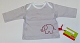 Baby-Shirt Elefant, hellgrau, roter Aufdruck, von Anton Emma, 62/68