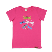 T-Shirt, Colorful Dragonflies, Monoprint, pink, von Walkiddy, Gr. 140