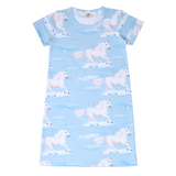 Nachthemd, White Horses, allover, hellblau, von Walkiddy, Gr. 104