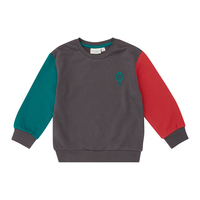 DONGO Sweater, von Sense Organics, Dunkelgrau-Rot-Petrol, Gr. 128 (7-8 Jahre)