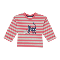 NOLANI Baby Sweater, von Sense Organics, Dark Rose-Grey gestreift mit Katze, Gr.  86 (12-18 Monate)