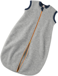 Baby-Schlafsack mit Reißverschluss aus Woll-Fleece von Engel, hellgrau-melange, 74/80