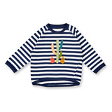 ETU Baby Sweater, Navy-gestreift mit Kaktus, von Sense Organics, Gr. 62/68 (3-6 Monate)