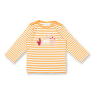 LUNA RETRO Baby Shirt, aprikose-gestreift mit Lama, von Sense Organics, Gr. 62/68 (3-6 Monate)