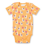 YVON RETRO Baby Body, aprikose mit allover Print Lama, von Sense Organics, Gr. 50/56 (0-3 Monate)