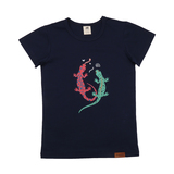 T-Shirt, Colorful Salamanders, dunkelblau, von Walkiddy, Gr. 110
